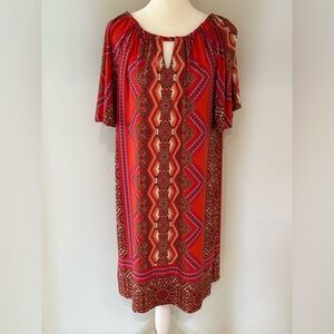 2/$40 🌸 Chico's Vibrant Orange and Pink Dress size 1 / Medium